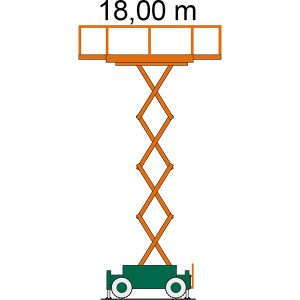 Arbeitsdiagramm Scherenarbeitsbühne SB 18-2,2 AS mit Arbeitshöhe