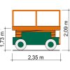 Vedere laterală Platformă foarfecă SB 08-1,2 E cu dimensiuni