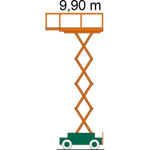 Diagrama con dimensiones de la plataforma de tijera SB 10-0,7 E ii