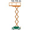 Steigerplatformschema met indicatie van werkhoogte SB 10-0,9 E