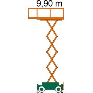 Diagrama de trabajo SB 10-1,7 AS Banco de trabajo de andamio con altura de trabajo