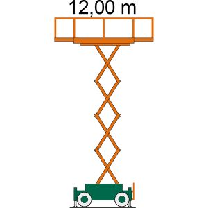 Banco de trabajo de tijeras diesel SB 12-2,2 AS II Diagrama de trabajo con altura de trabajo