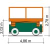 Vedere a platformei cu patru roți SB 12-2,3 AS cu înălțimea și lungimea vehiculului