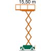 Work diagram of the SB 15,5-1,8 E lifting platform with dimensions