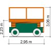 Ilustración de la plataforma de tijera SB 17-1,2 E II con dimensiones