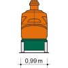 Vue arrière avec largeur du véhicule de la plate-forme de travail télescopique articulée SGT 10 E IV