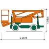 Side diagram of the SGT 12 AL articulated telescopic work platform