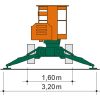 Achteraanzicht met metingen van het SGT 12 AL gearticuleerde telescopische werkplatform