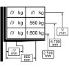 Ilustración del apilador de peatones DSE 16-470 con dimensiones