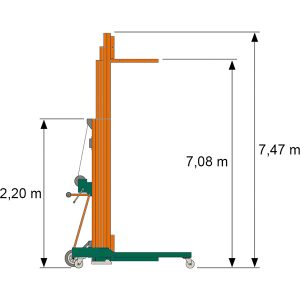 Illustrazione del ML 3-7500 Materiallift ML 3-7500 con misure