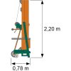 Widok z boku z wymiarami urządzenia ML 3-7500 Materiallift