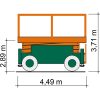 View of the electric scissor platform SB 22,5-1,2 ES with dimensions