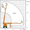 Werkdiagram met afmetingen van het vrachtwagen werkplatform T 17 K II als teken