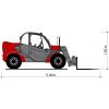 Vista lateral del Telestapler TS 625 II con dimensiones